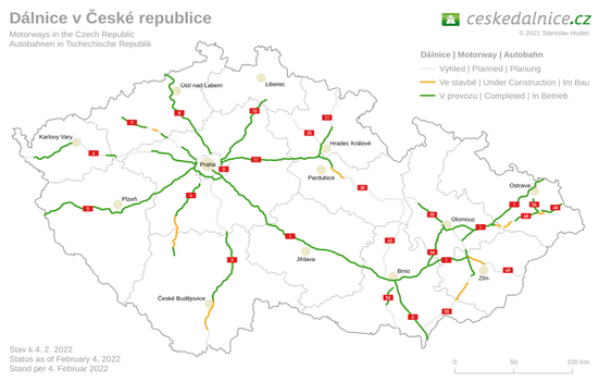 Autobahnkarte Tschechiens